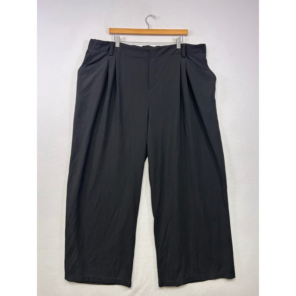 Dark Academia Halara Womens 3X Black Pleated High Waist Wide Leg Trousers Office